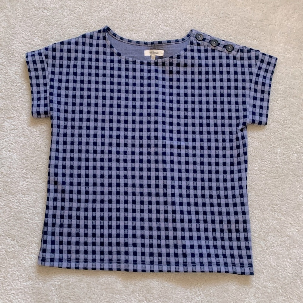 Madewell lavender plaid top XS